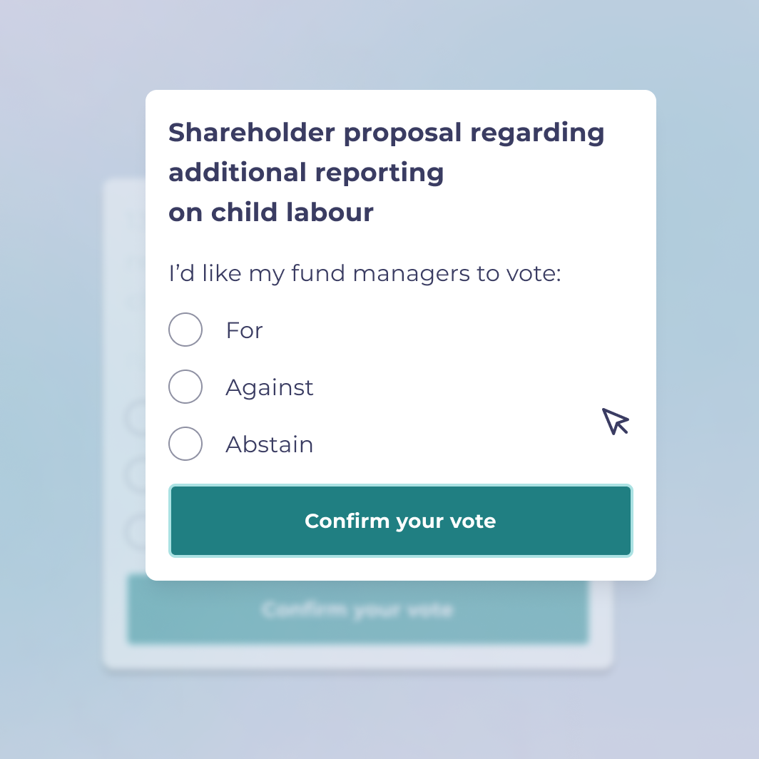 Expression of wish — visual of voting options on a shareholder proposal